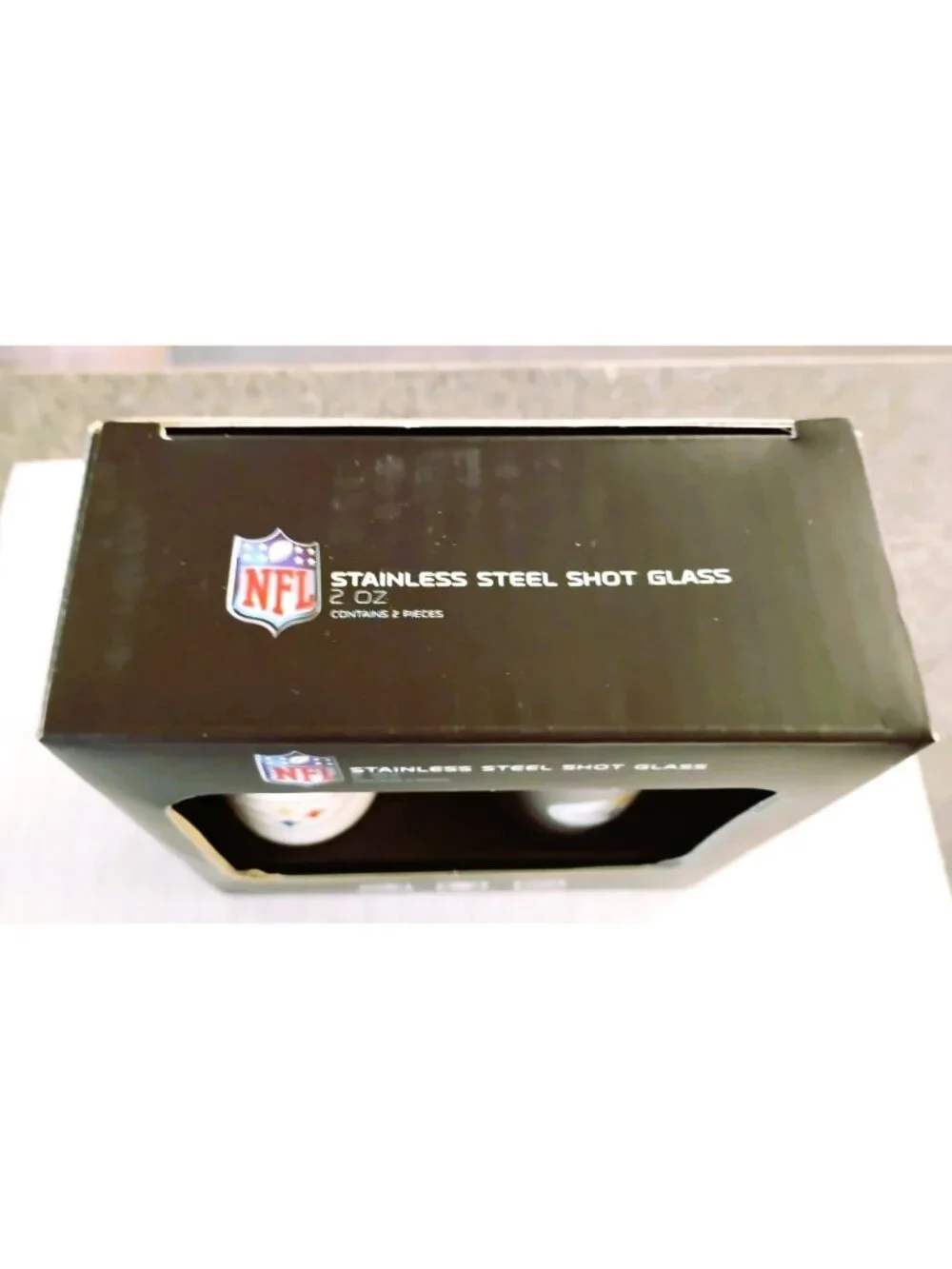 Pittsburgh Steelers 2Pk Shot Glass Steins Stainless Steel Metal Straw Vac Seal